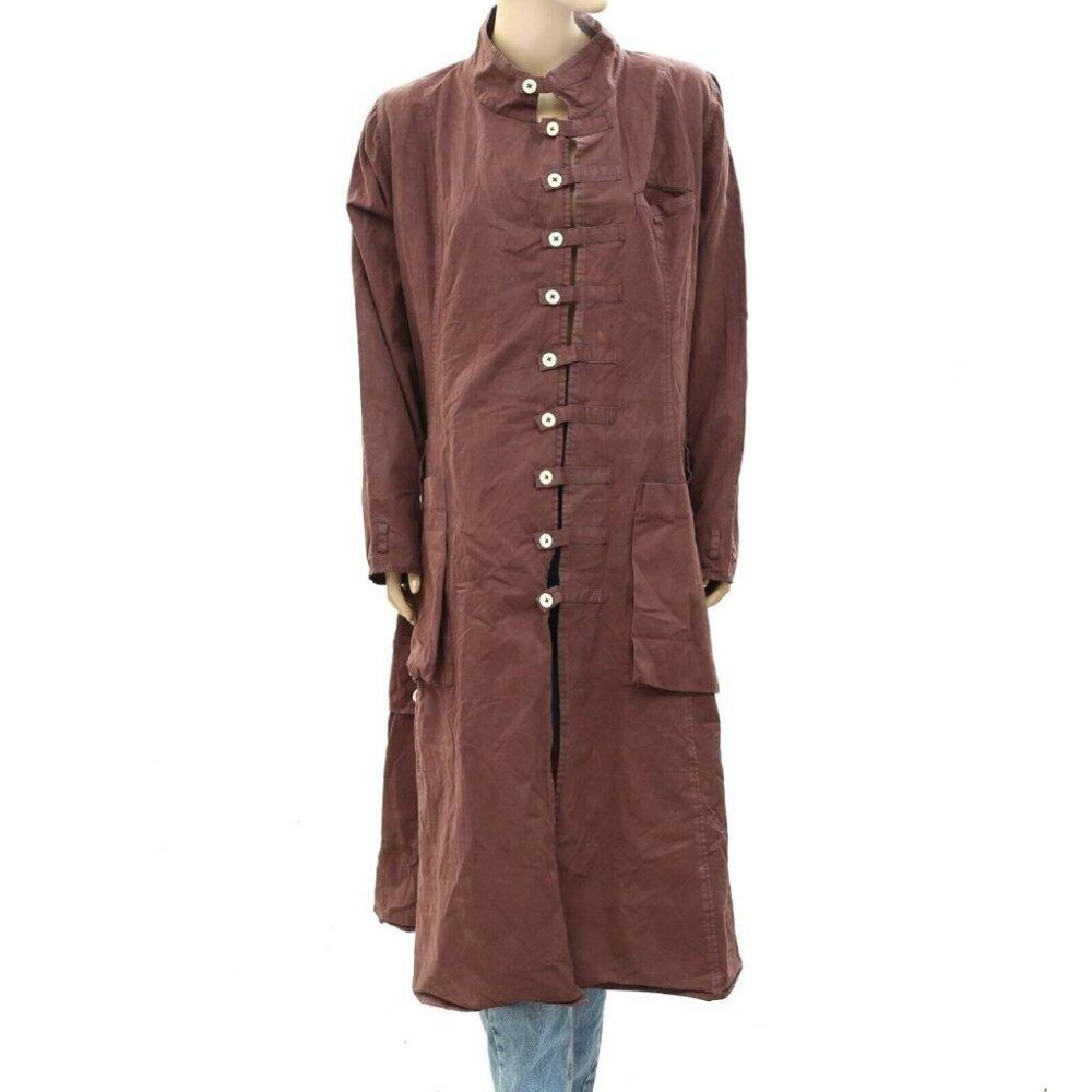 Ewa I Walla Peasant Lagenlook Vintage Buttondown Coat Jacket Dress M NWD